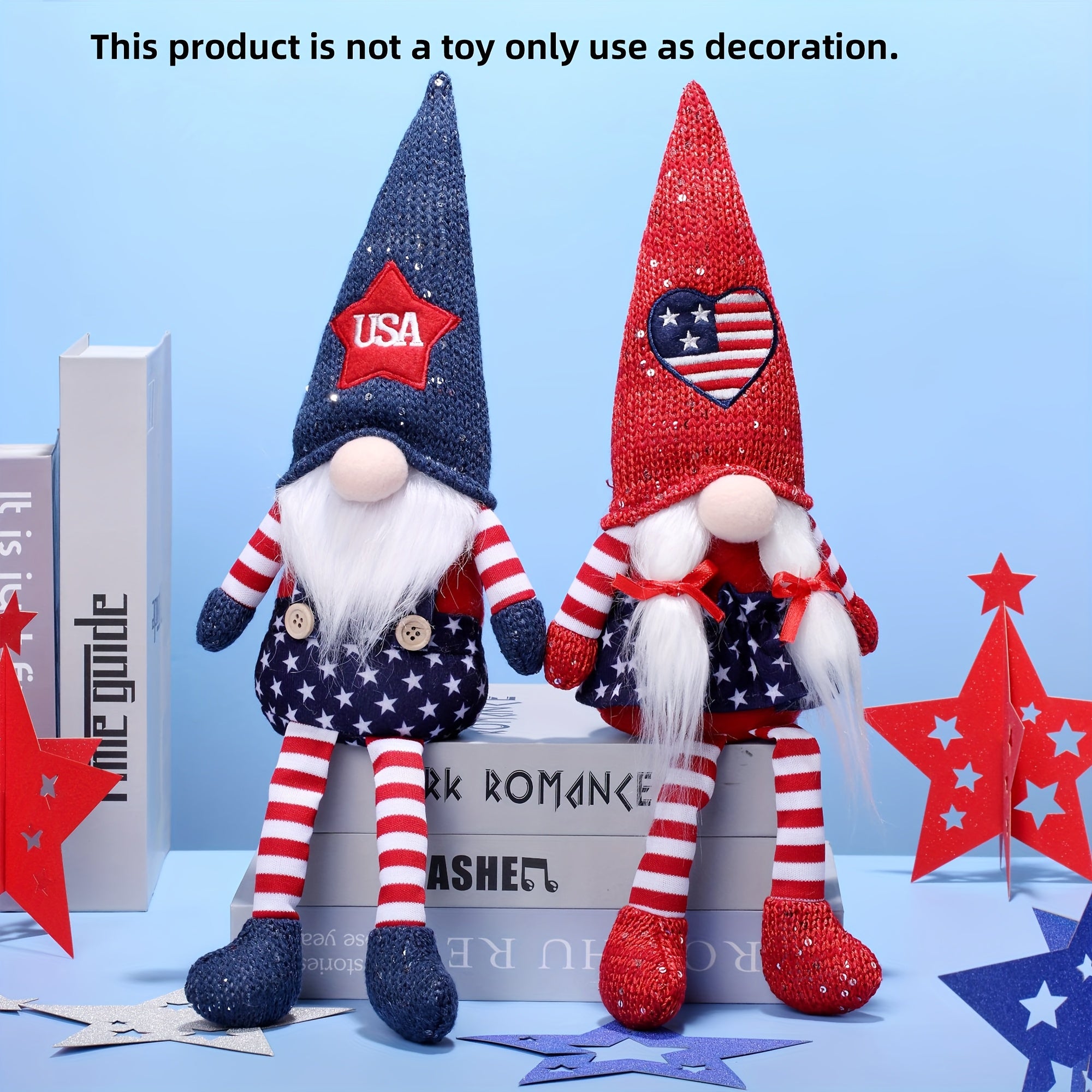 July 4th Independence Day Plush Gnome Decoration Set, Red Blue Five-pointed Star Cloth Gnome Indoor Tabletop Door And Window Party Decoration - for People Over 14 Years Old July 4th Independence Day Plush Gnome Decoration Set, Red Blue Five-pointed Star Cloth Gnome Indoor Tabletop Door And Window Party Decoration - for People Over 14 Years Old
